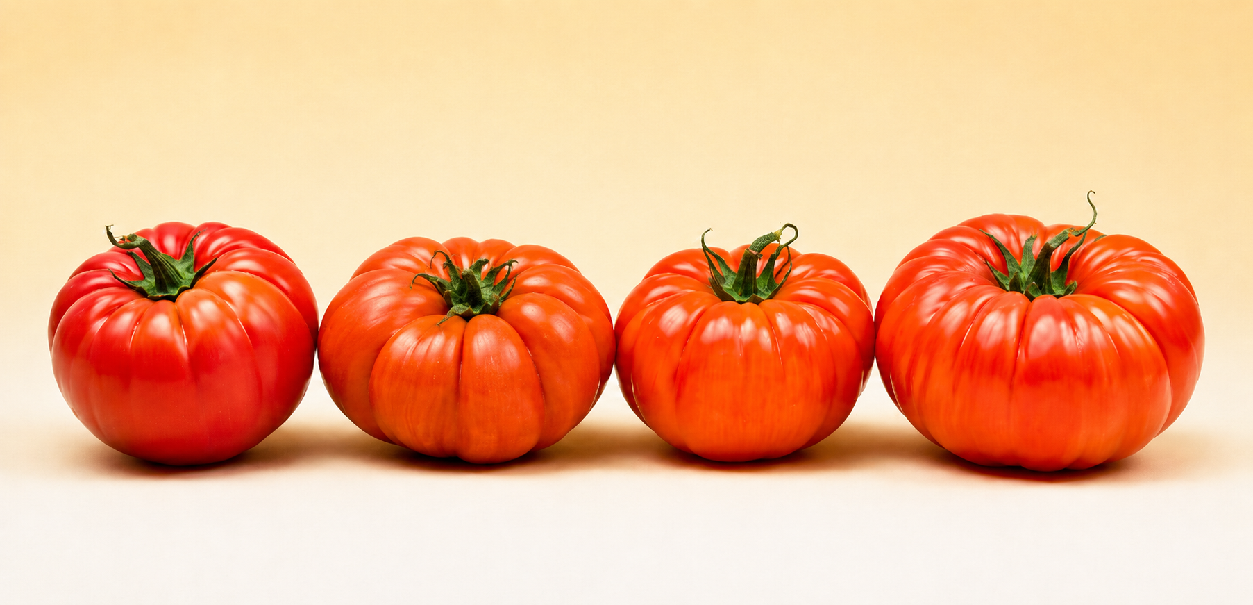 Several heirloom tomatoes, each a different natural shape and size